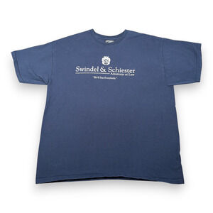 Vintage Swindel Schiester Shirt Adult EXTRA LARGE Blue Attorneys Law Funny Y2K